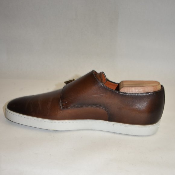 SANTONI Freemont Double Monk Strap Loafer Shoe Size 7.5 D US Brown - Picture 4 of 11